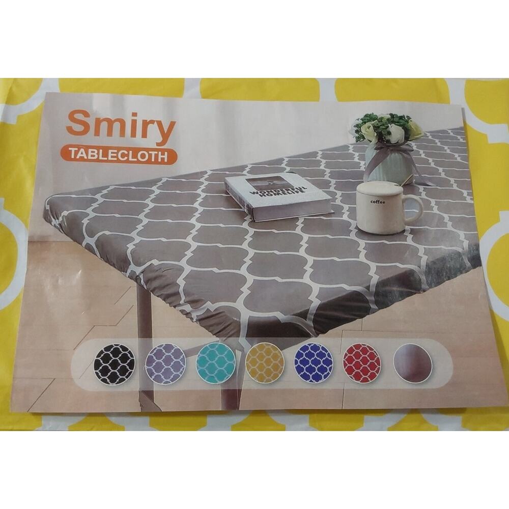 Smiry Elastic Tablecloth For Folding Table 48" × 29" Yellow/White #8W